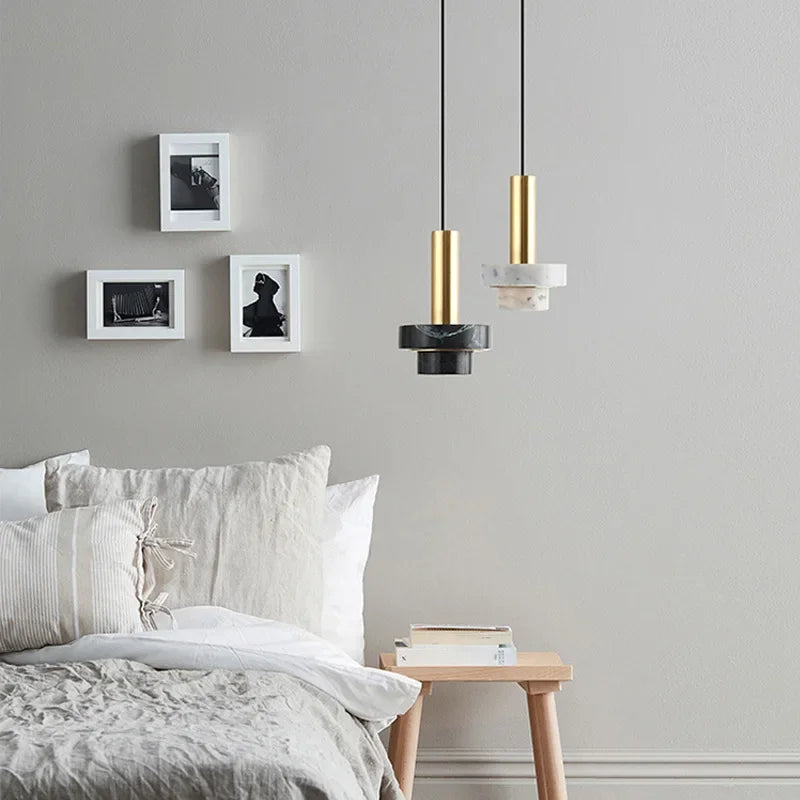 Econiko Marble LED Pendant Light: Modern Nordic Luxury Hanging Lamp for Home Decor