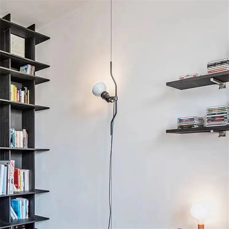 Adjustable Black Line Pendant Lamp for Bedroom, Living Room, or Sofa by Econiko