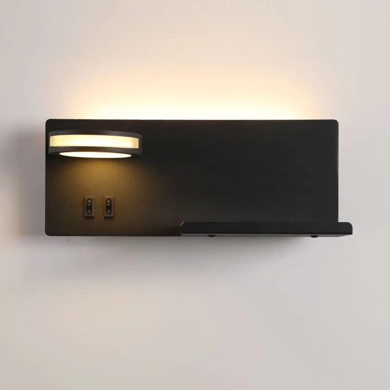 Econiko LED Wall Lamp with Wireless Charging and USB, Modern Sconces with Switch for Home Lighting