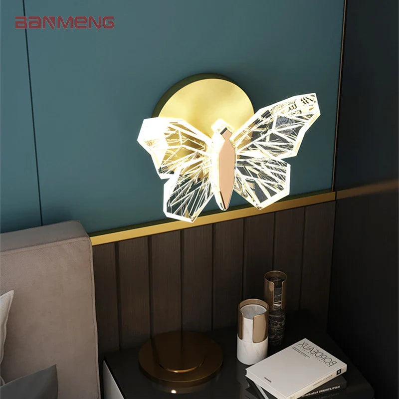 Econiko Butterfly Glass LED Wall Lamp: Nordic Modern Sconces Lighting for Home Decor.