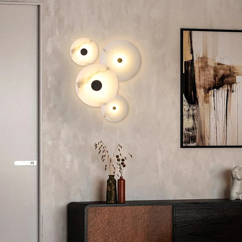 Alabaster Round Wall Light for Home Decor LED Room Lamp by Econiko.