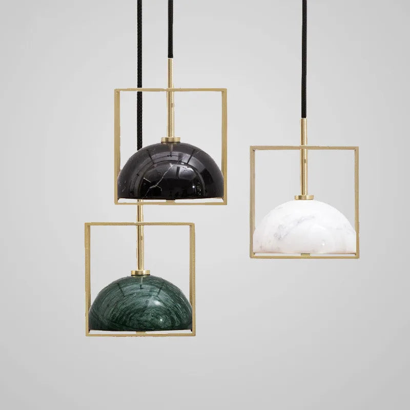 Nordic Marble LED Pendant Light by Econiko - Copper Hanging Lamp for Dining Room, Kitchen, Bedroom