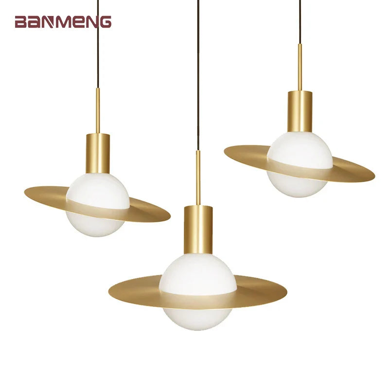 Econiko Gold Planet Pendant Light: Nordic Modern Chandelier for Bedroom, Kitchen, Living Room