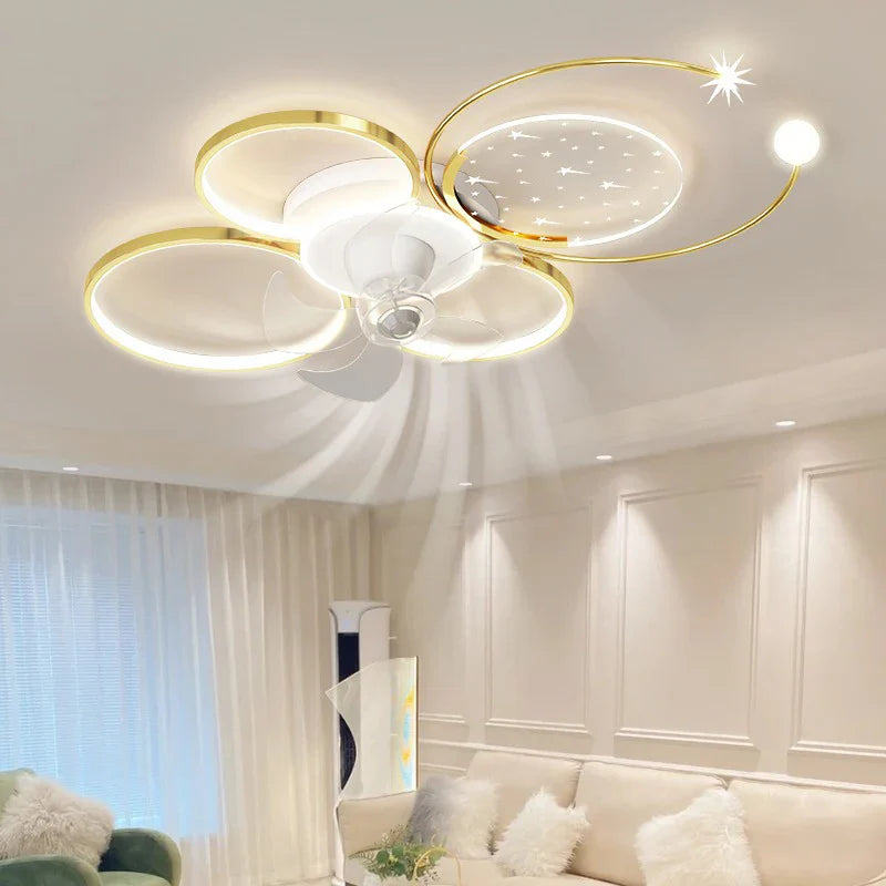 Ceiling Fan with LED Light and Control - Econiko Modern Folding Ceiling Lamp for Living Room