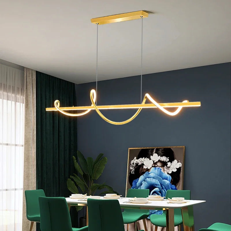 Aluminium Decoracion Pendant Lights Nordic Smart Gold Chandeliers for Dining Room by Econiko