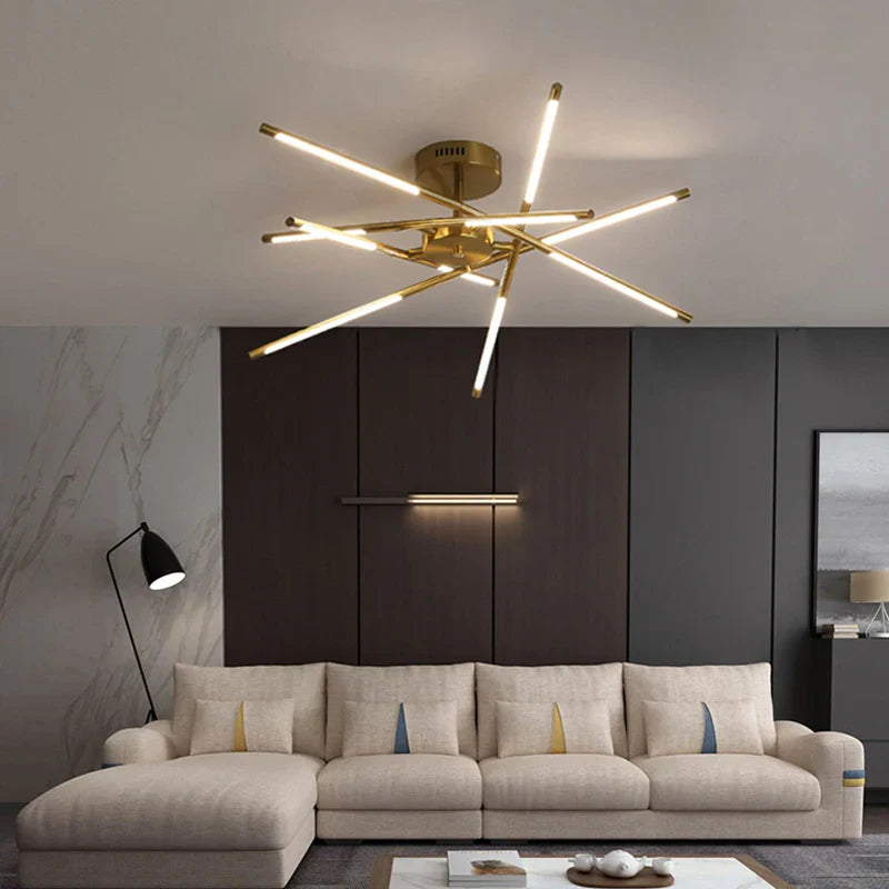 Adjustable Gold LED Chandelier Light by Econiko for Living Room, Bedroom, Kitchen - Modern Pendant Lighting