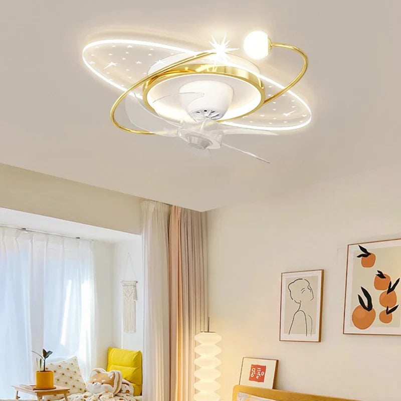 Ceiling Fan with LED Light and Control - Econiko Modern Folding Ceiling Lamp for Living Room