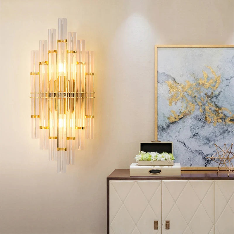 Luxury Crystal LED Wall Lamp Modern Nordic Sconce Indoor Lighting for Living Room Bedroom