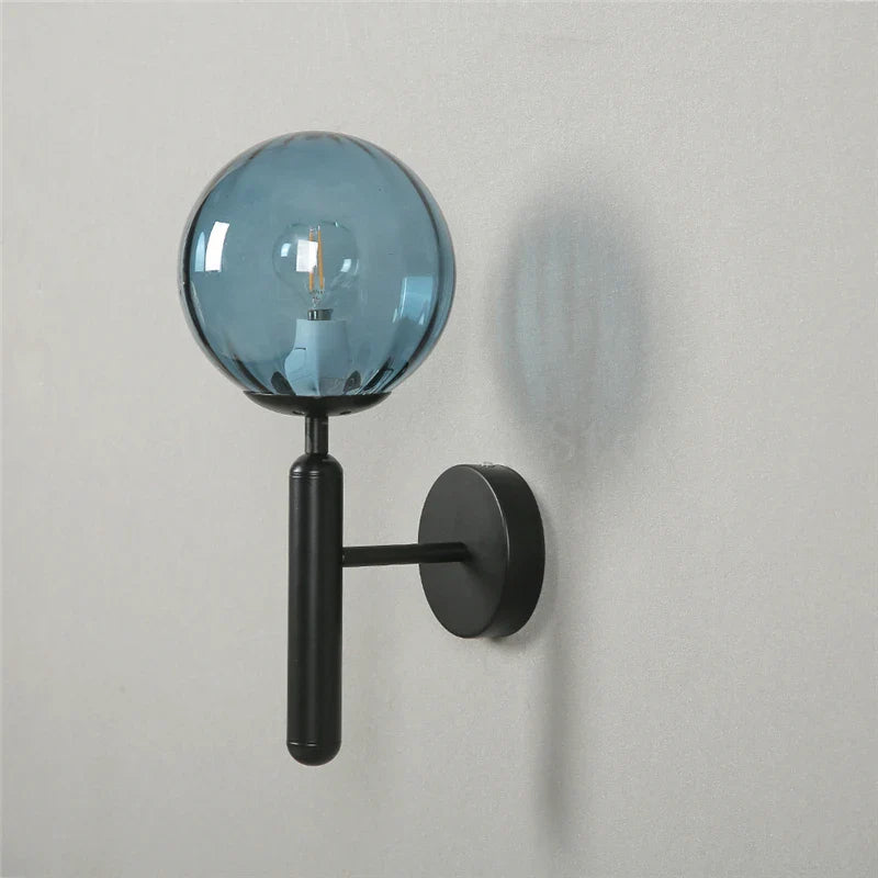 Blue Glass Balls Wall Lamp for Bedroom Living Room - Econiko Brand