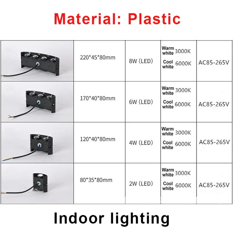 LED Wall Lamp Nordic Plastic Indoor Lighting Econiko Up Down Fixture for Living Room