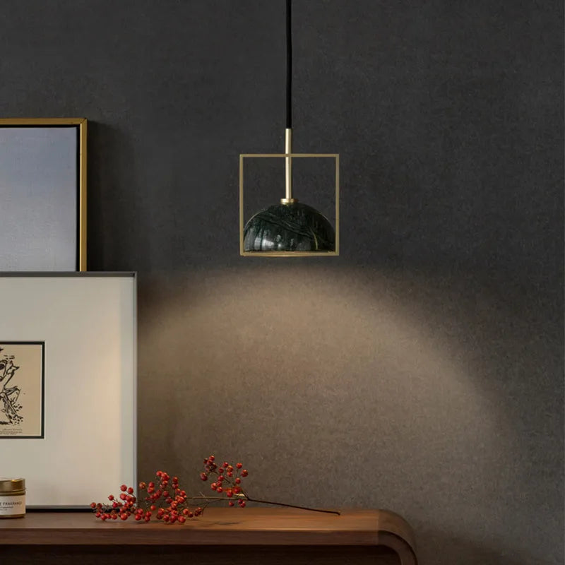 Nordic Marble LED Pendant Light by Econiko - Copper Hanging Lamp for Dining Room, Kitchen, Bedroom