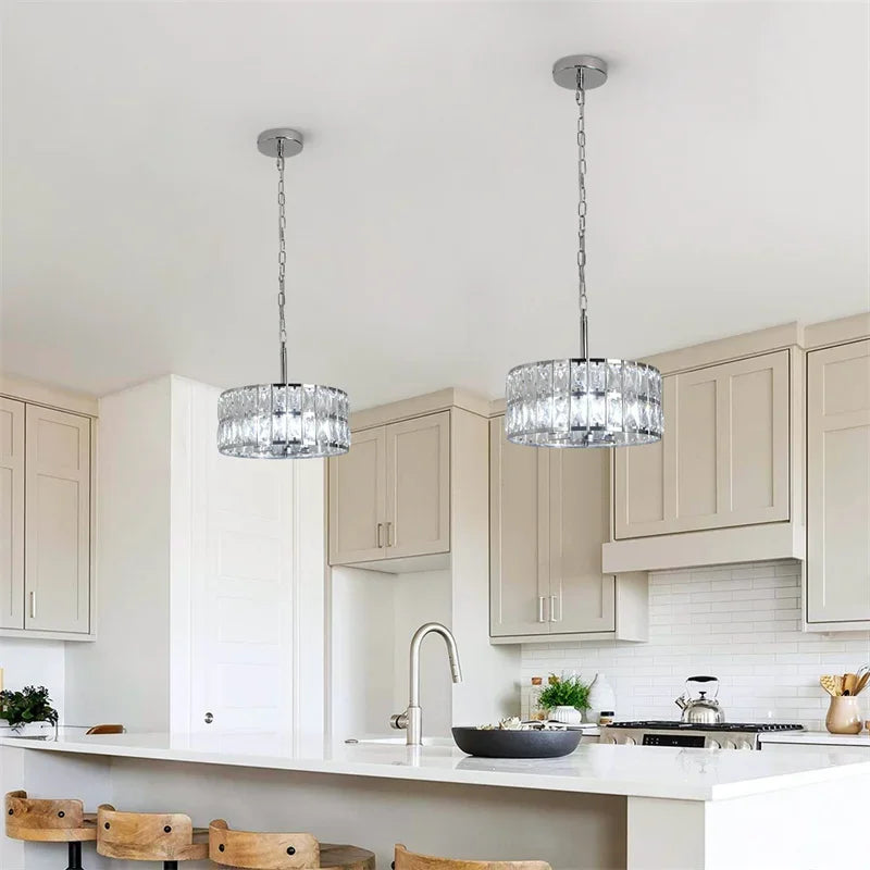 Adjustable LED Crystal Chandelier Pendant Light for Modern Home Decor by Econiko