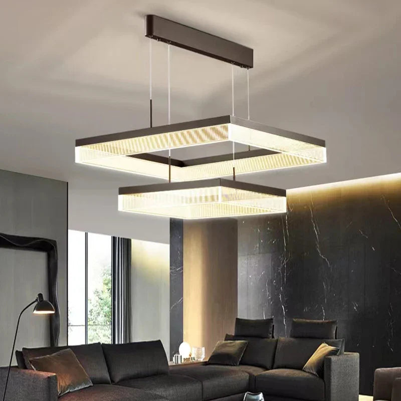 Acrylic LED Pendant Light for Dining Living Room Kitchen, Square Creative Lighting by Econiko