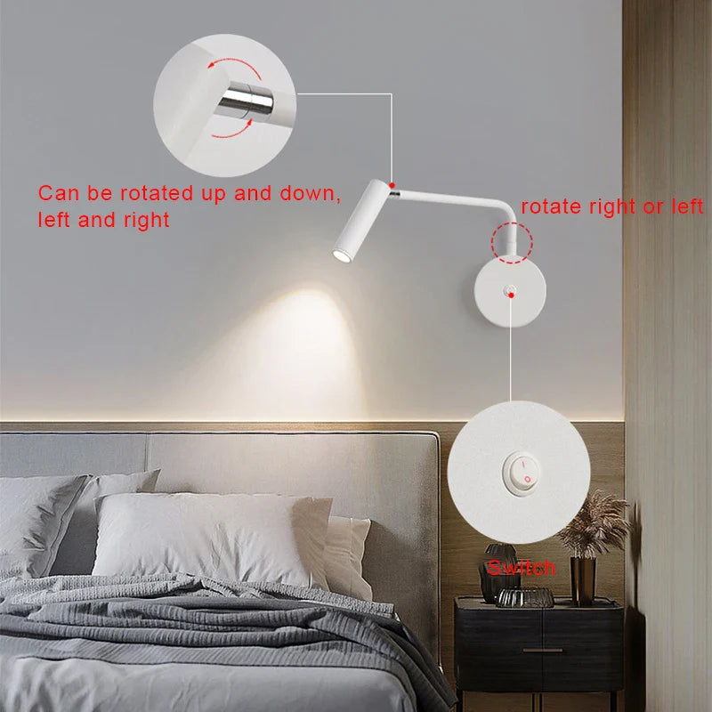 Econiko LED Wall Lamp: Nordic Modern Sconce with Adjustable Switch for Indoor Lighting