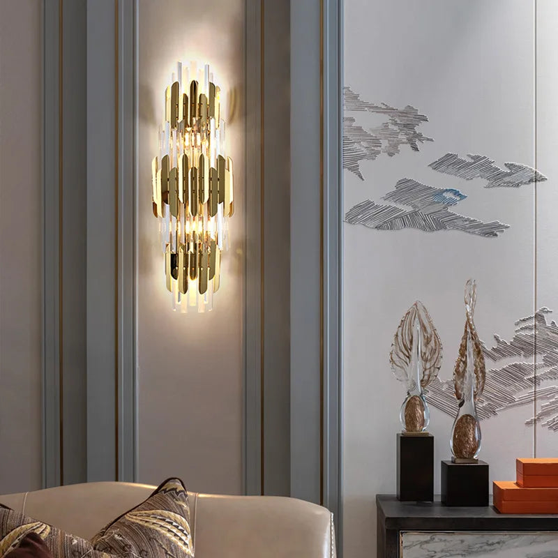 Nordic Crystal Wall Light Gold Sconces Indoor Lighting by Econiko