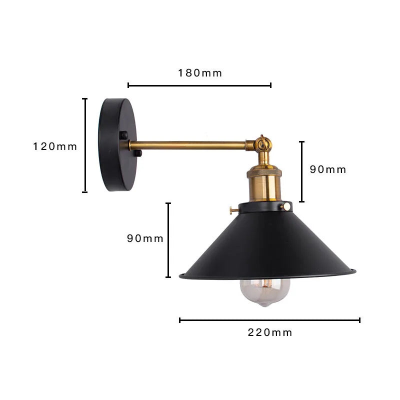 Black Iron Wall Sconces by Econiko - Adjustable for Living Room Bedside Reading.