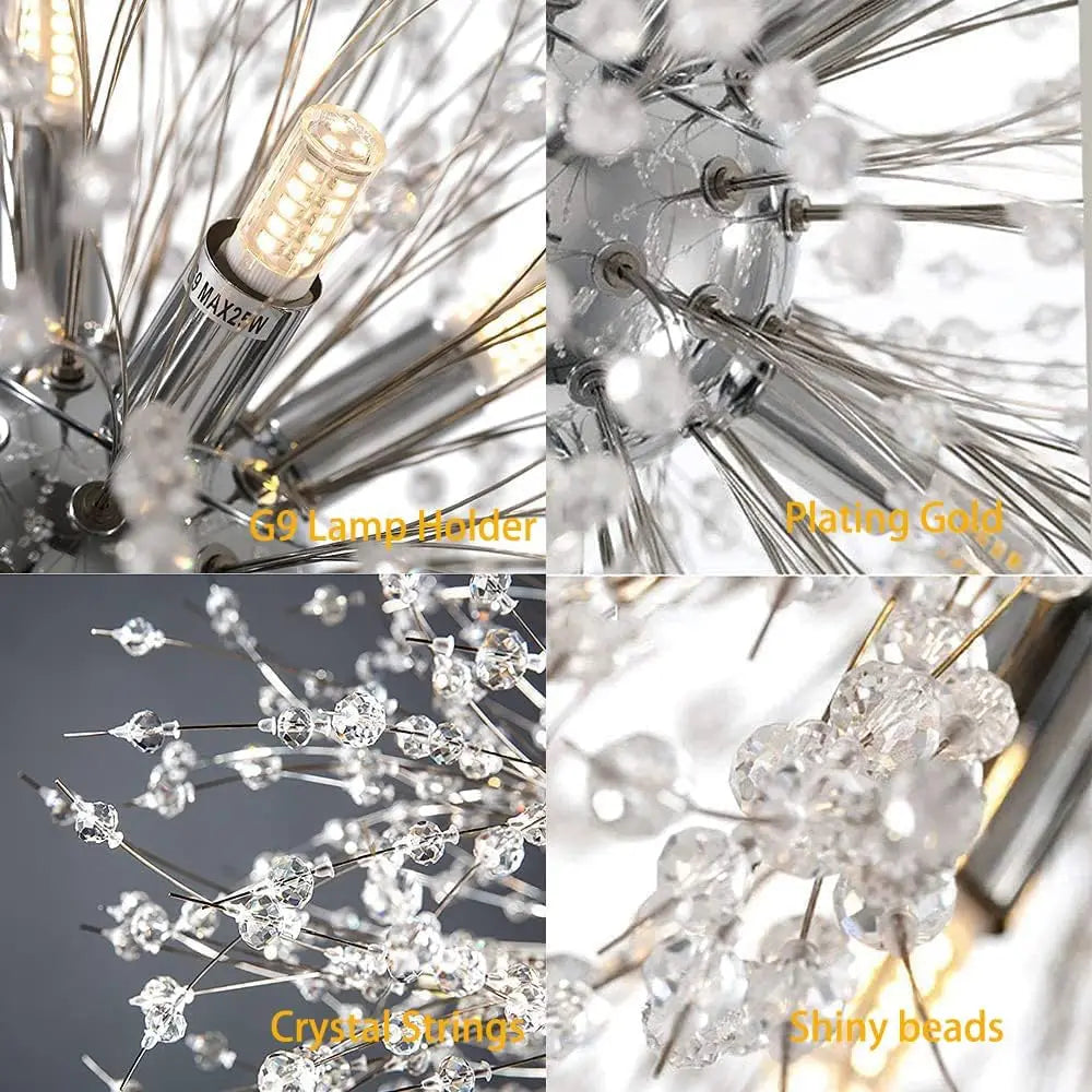 Chrome Crystal Pendant Chandelier Light by Econiko - Bedroom Living Dining Room