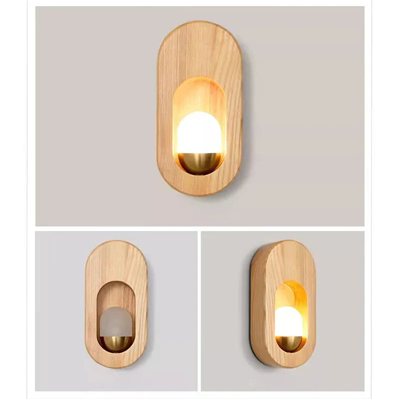 Econiko Wood LED Wall Lamp Modern Nordic Indoor Light Fixture for Bedroom Living Room