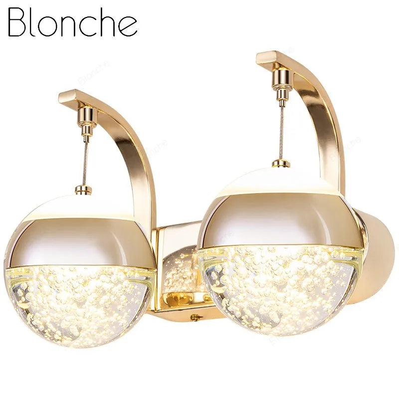 Bubble Crystal Ball LED Wall Sconces by Econiko - Modern Gold/Silver Lights for Home Decor