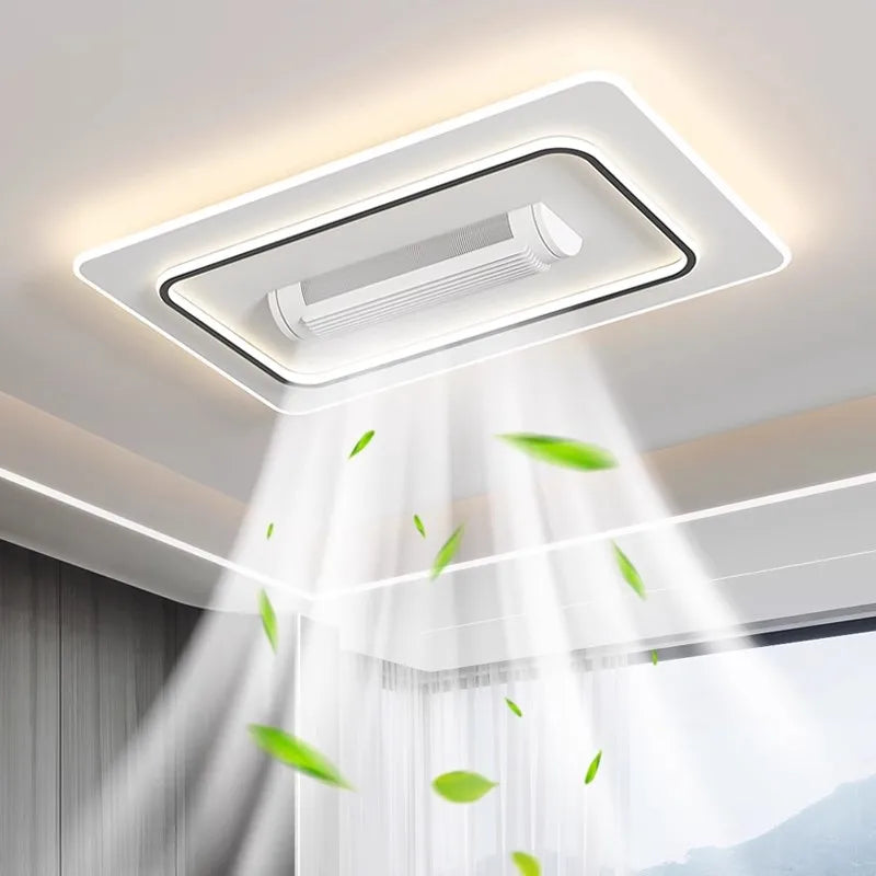 Econiko Bladeless LED Ceiling Fan Light Remote Control Chandelier, Smart Home Decor for Living Room