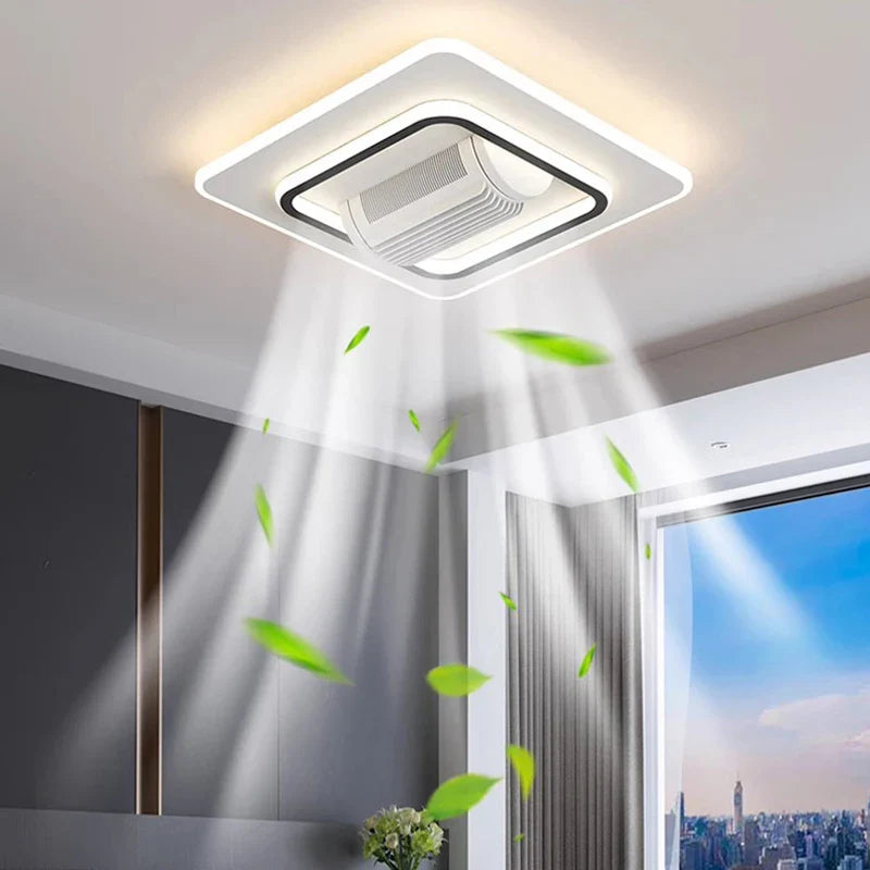 Econiko Bladeless LED Ceiling Fan Light Remote Control Chandelier, Smart Home Decor for Living Room