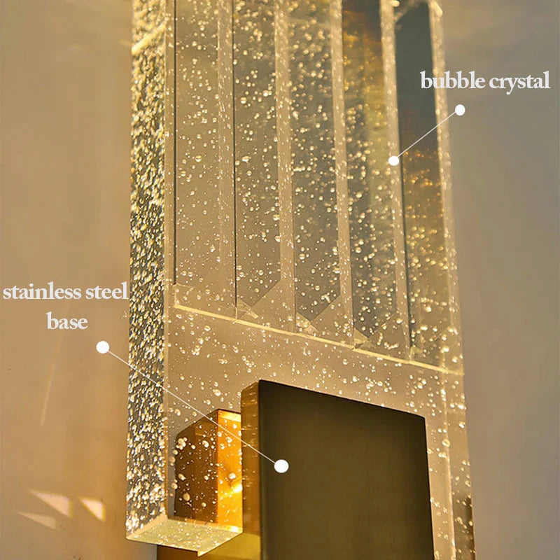 Bubble Crystal LED Wall Lamps Gold Modern Sconces for Living Room Bedroom by Econiko