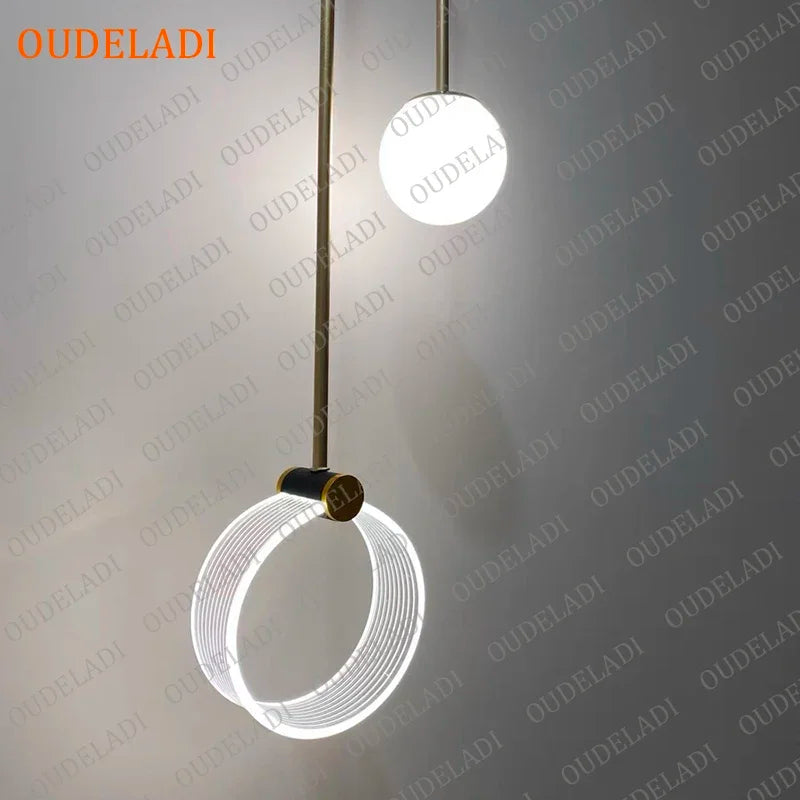 Acrylic LED Pendant Lights for Living Room by Econiko: Modern Art Indoor Ceiling Lamp