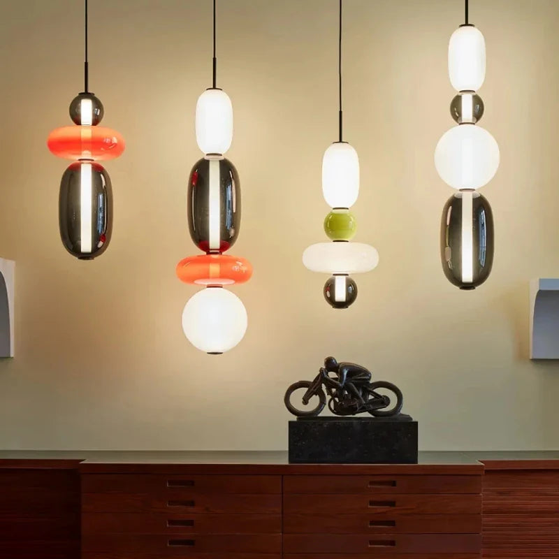 Colored Glass Pendant Lamp for Restaurant LED Indoor Decor Lighting - Econiko