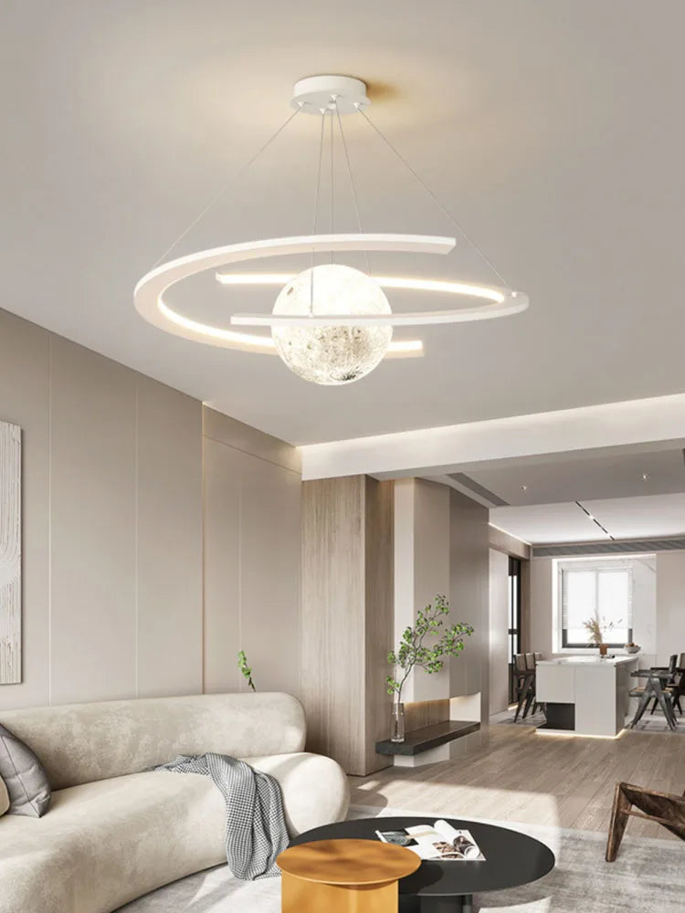 Circular Moon Light Chandelier for Living Room, Dining Room, and Bedroom by Econiko