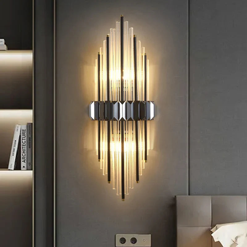 Econiko Crystal LED Wall Lamp Modern Light Luxury Gold Wall Sconce Home Decor