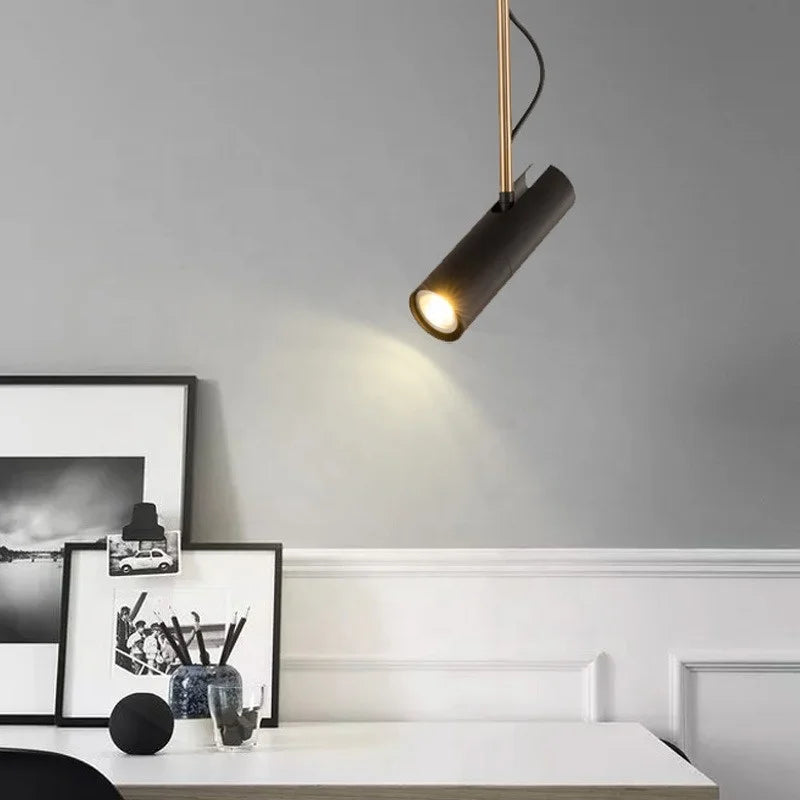 Adjustable LED Tube Chandelier for Modern Decor - Econiko Small Black Pendant Lamp