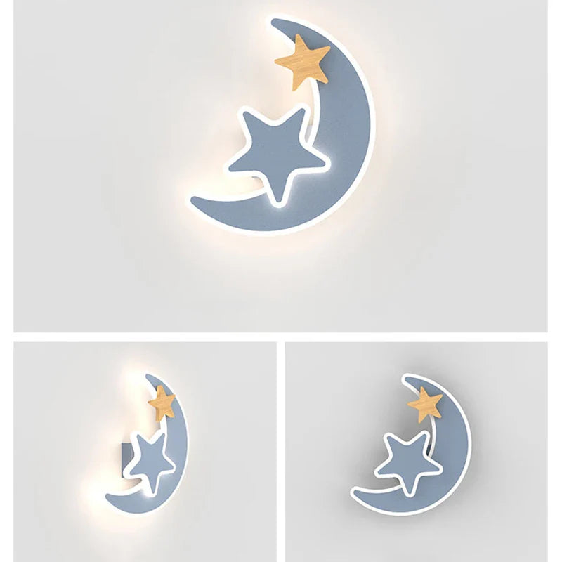 LED Rocket Moon Star Wall Lamp by Econiko: Modern Nordic Indoor Lighting for Bedroom, Living Room