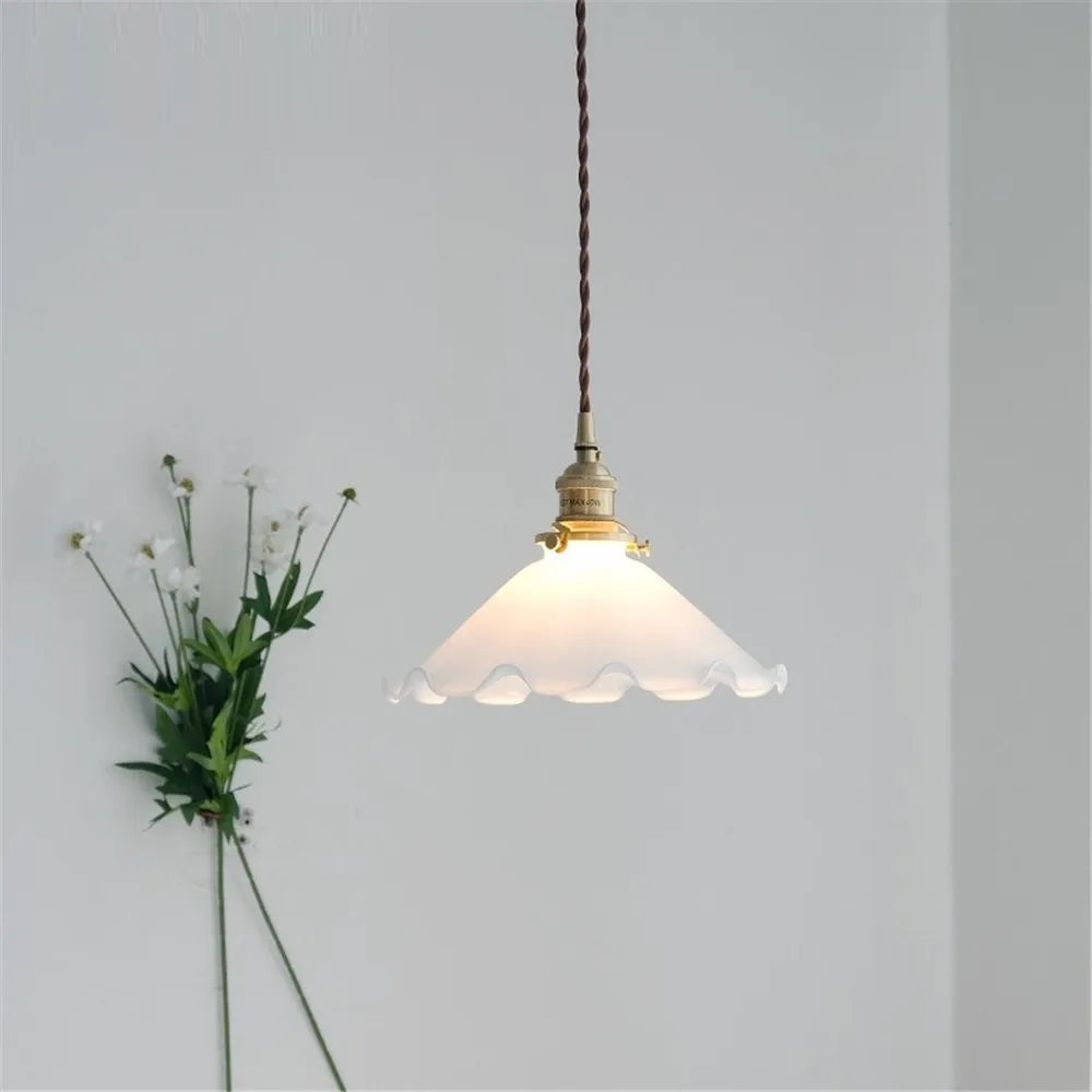 Brass Glass Pendant Light Vintage Dining Kitchen Ceiling Lighting by Econiko