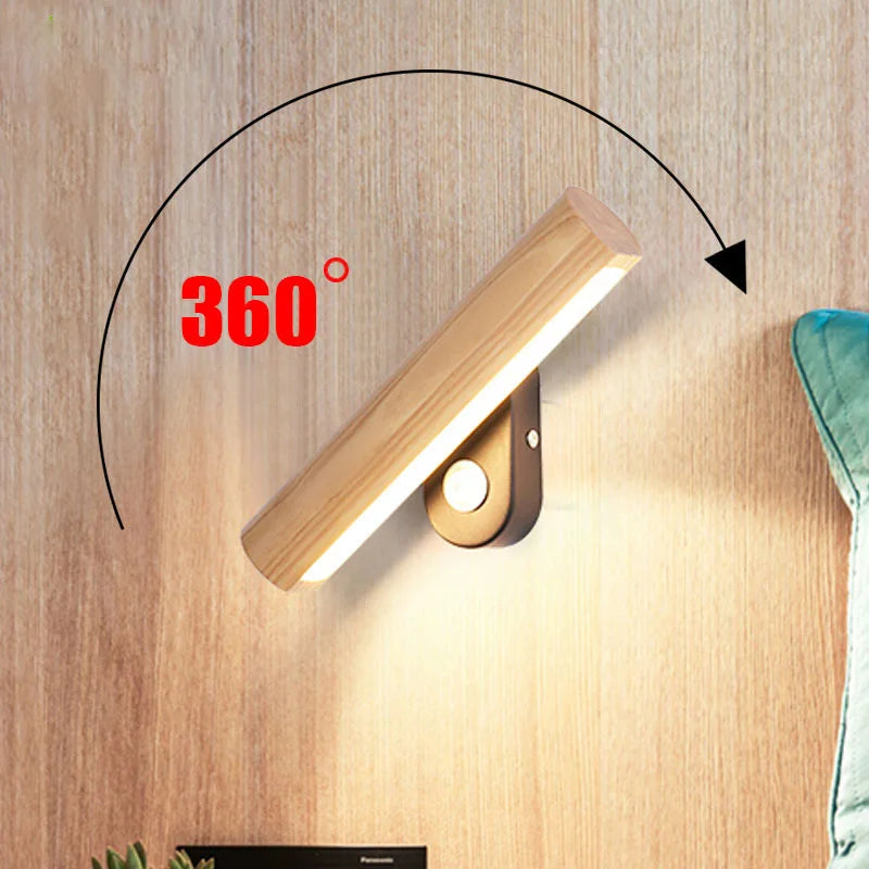 Econiko LED Wood Wall Lamp - Bedroom Living Room Indoor Light Fixture Sconces