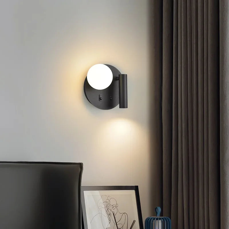 Nordic LED Wall Light Switch Sconces Indoor Lighting for Bedroom Hotel Living Room by Econiko