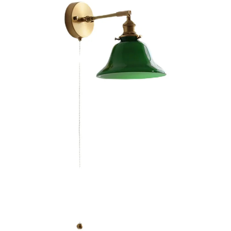 Adjustable Copper LED Wall Sconce Green Glass Bedroom Stair, Econiko's Nordic Wandlamp