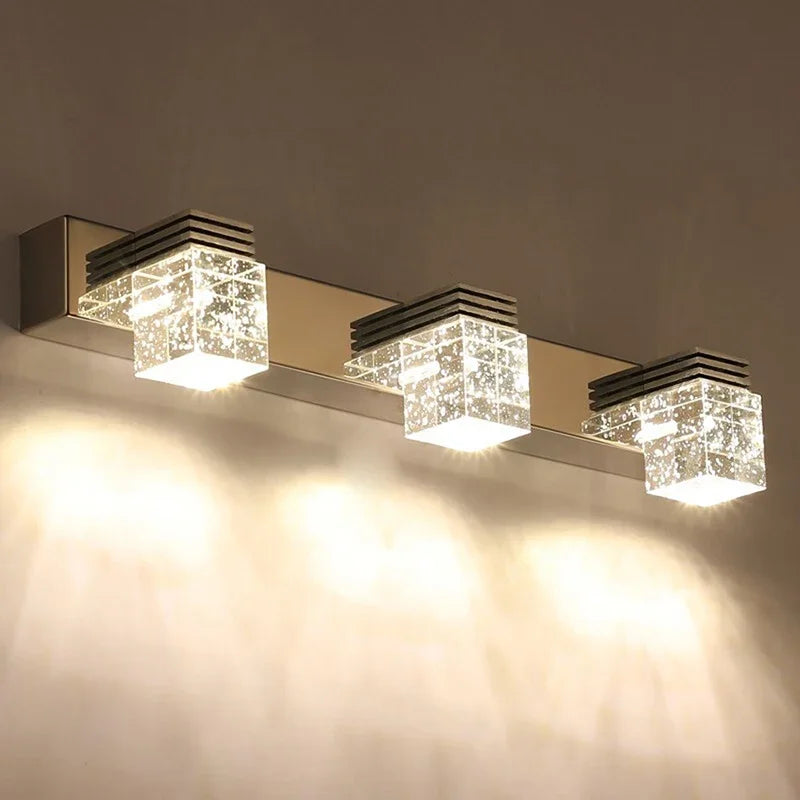 Econiko 4-Head K9 Crystal Mirror Wall Lamps for Modern Bathroom Lighting