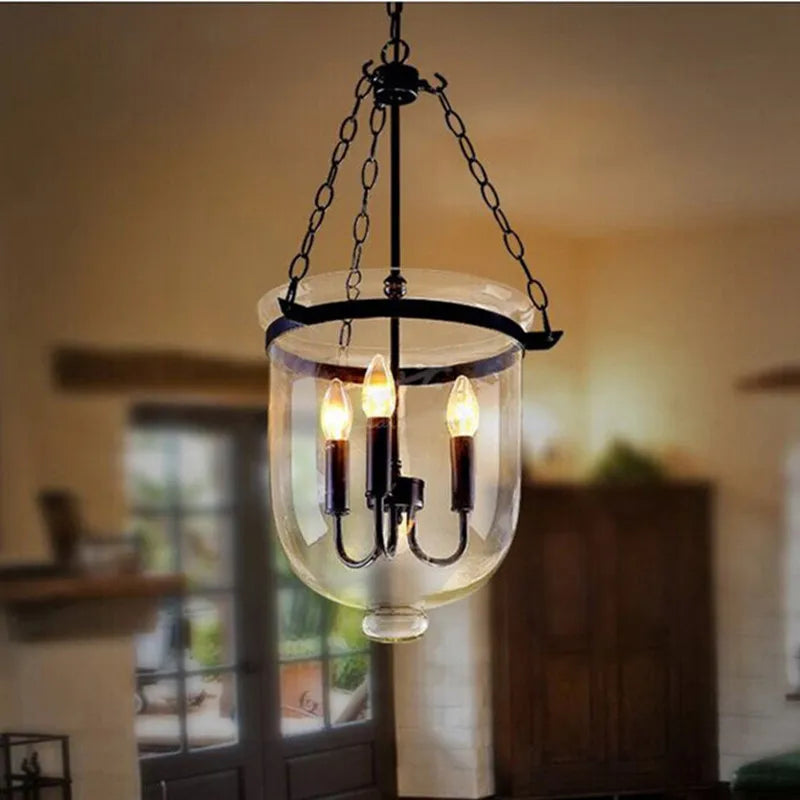 Black Vintage Rustic Indoor Chandelier for Living Room by Econiko - Farmhouse Pendant Lamp