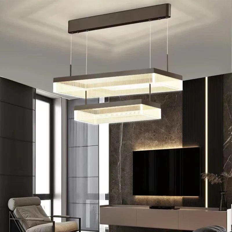 Acrylic LED Pendant Light for Dining Living Room Kitchen, Square Creative Lighting by Econiko