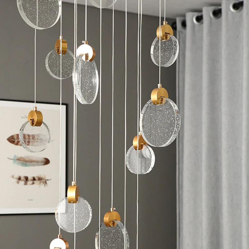 Econiko Crystal Chandelier LED Pendant Light for Bedroom Living Room - Modern Simplicity Luxurious Hanging Lamp