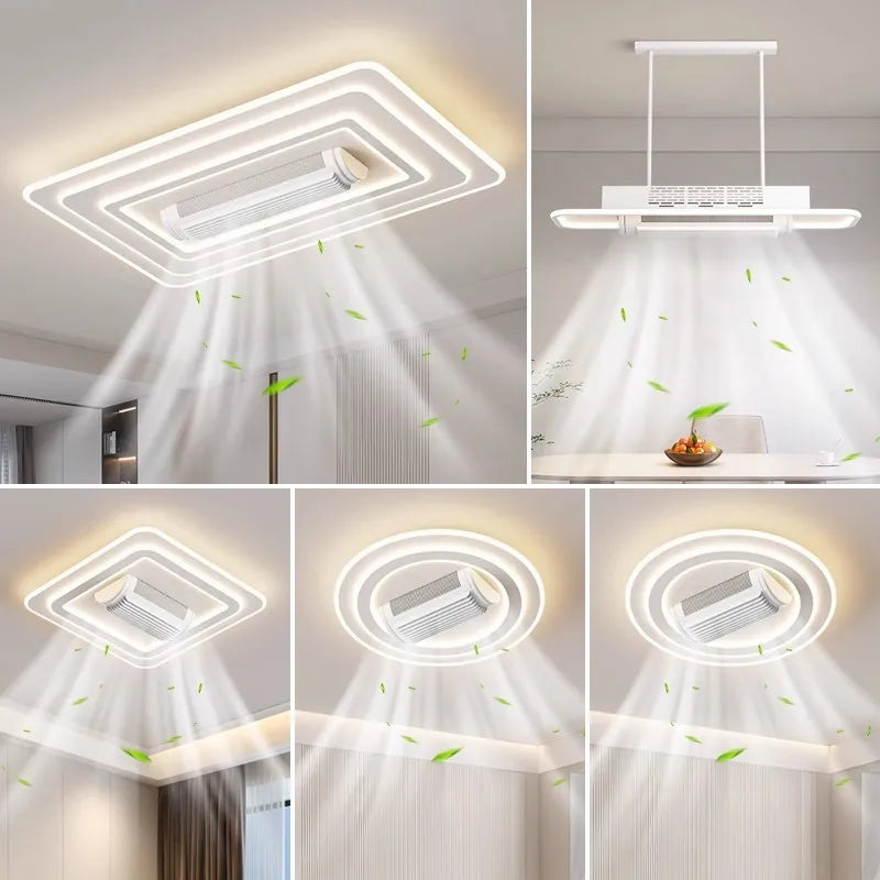 Econiko Invisible Bladeless LED Ceiling Fan Chandelier with Remote Control for Living Room Bedroom