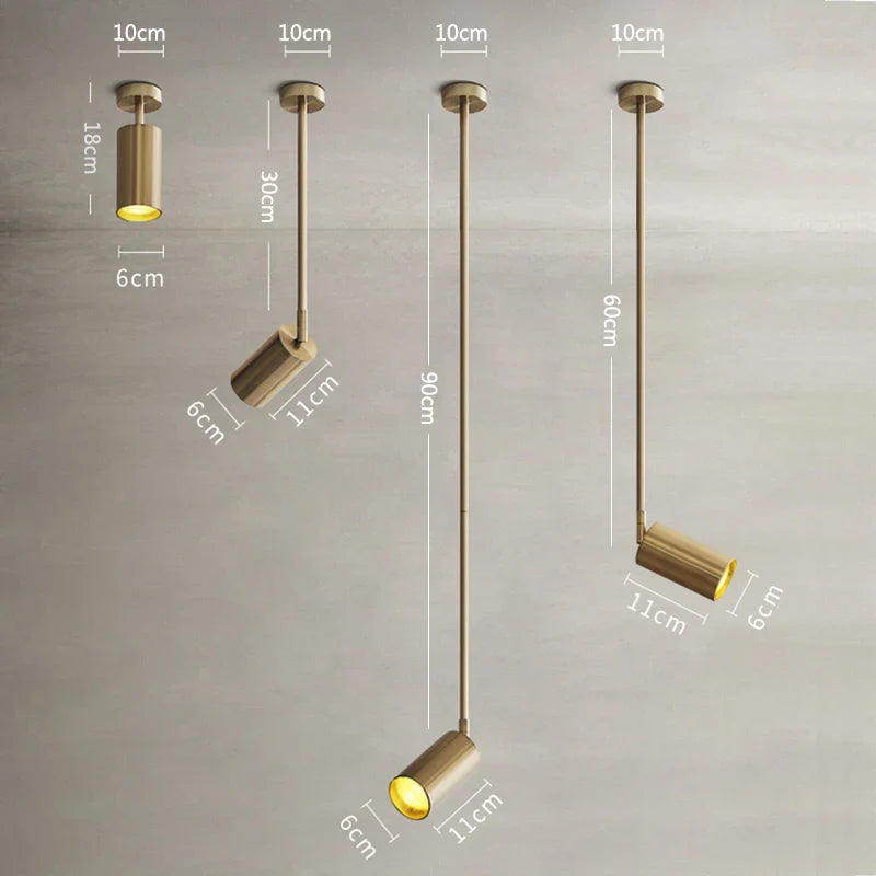 Ceiling Pendant Lamp Gold E27 LED Spotlights Rotatable for Living Room, Bedroom - Econiko