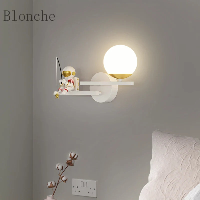 Astronaut Sconce Wall Lamp for Kids Room by Econiko - Nursery Decoration and Bedroom Lighting