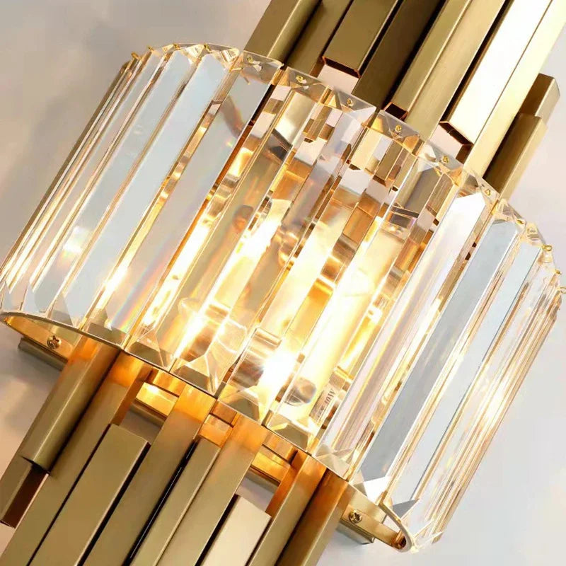 Econiko Crystal LED Wall Light: Modern Gold Nordic Sconce for Living Room & Bedroom