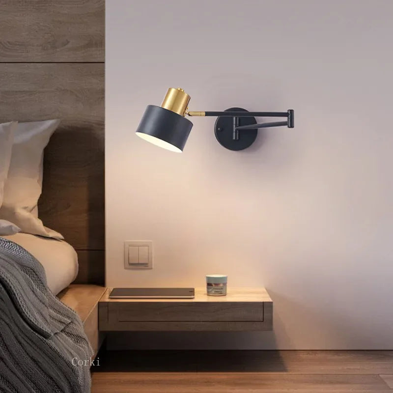 Adjustable Swing Arm LED Wall Lamps by Econiko - Modern Bedside Sconce Lights