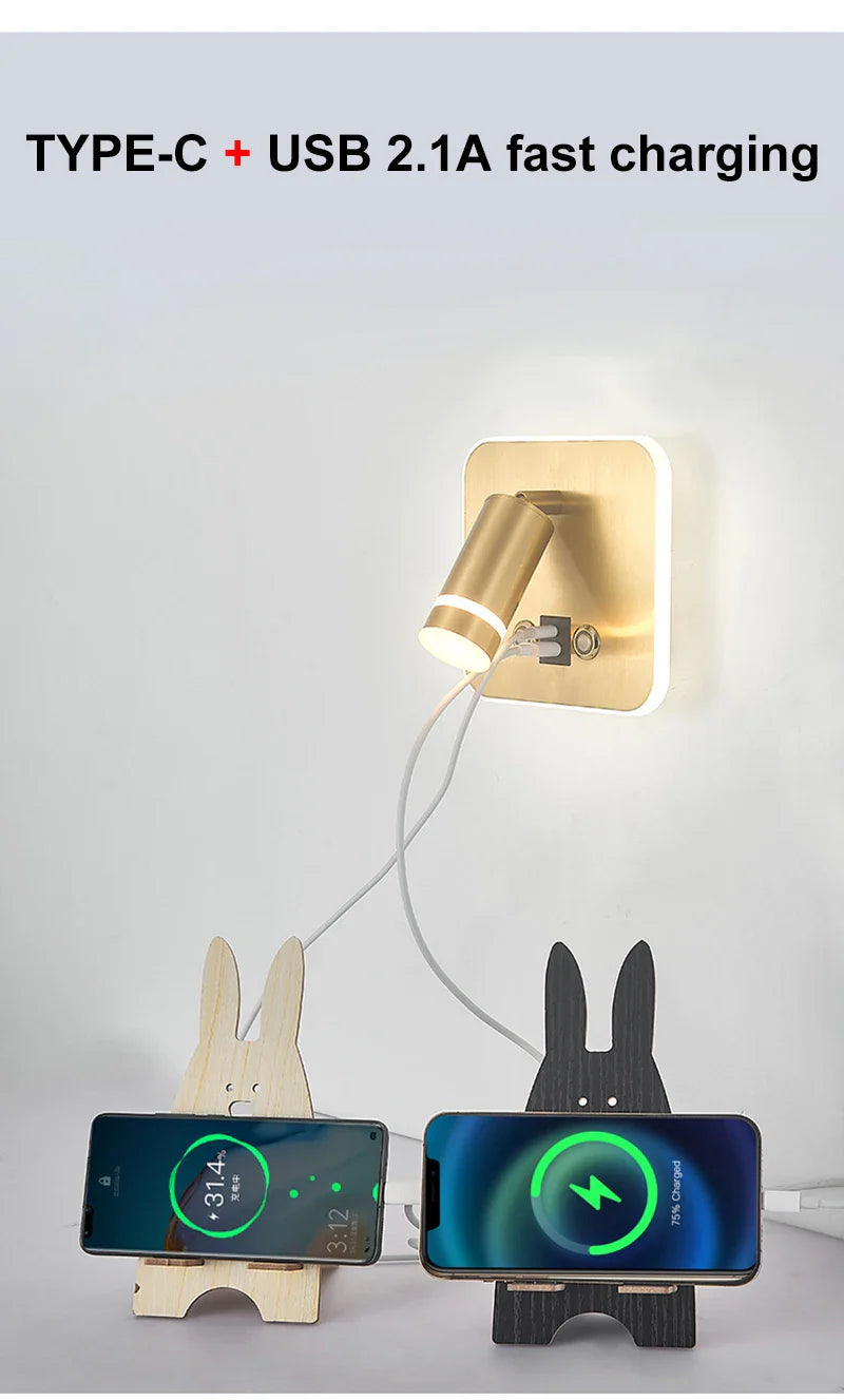 Econiko USB Charging Reading Wall Lamp for Ambient Lighting in Bedroom, Living room, Hotel