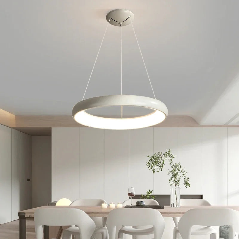 Circular LED Chandelier by Econiko: Remote Controlled Modern Interior Decor for Dining Room, Bedroom, Kitchen