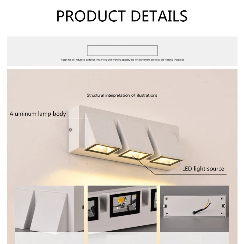 Econiko Modern Aluminum Wall Light Indoor Outdoor Sconces for Garden Courtyard Bedroom