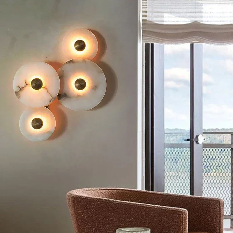 Alabaster Round Wall Light for Home Decor LED Room Lamp by Econiko.