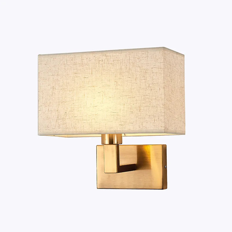 Econiko Gold Black Fabric Lampshade E27 LED Wall Sconces, Indoor Lighting for Bedroom